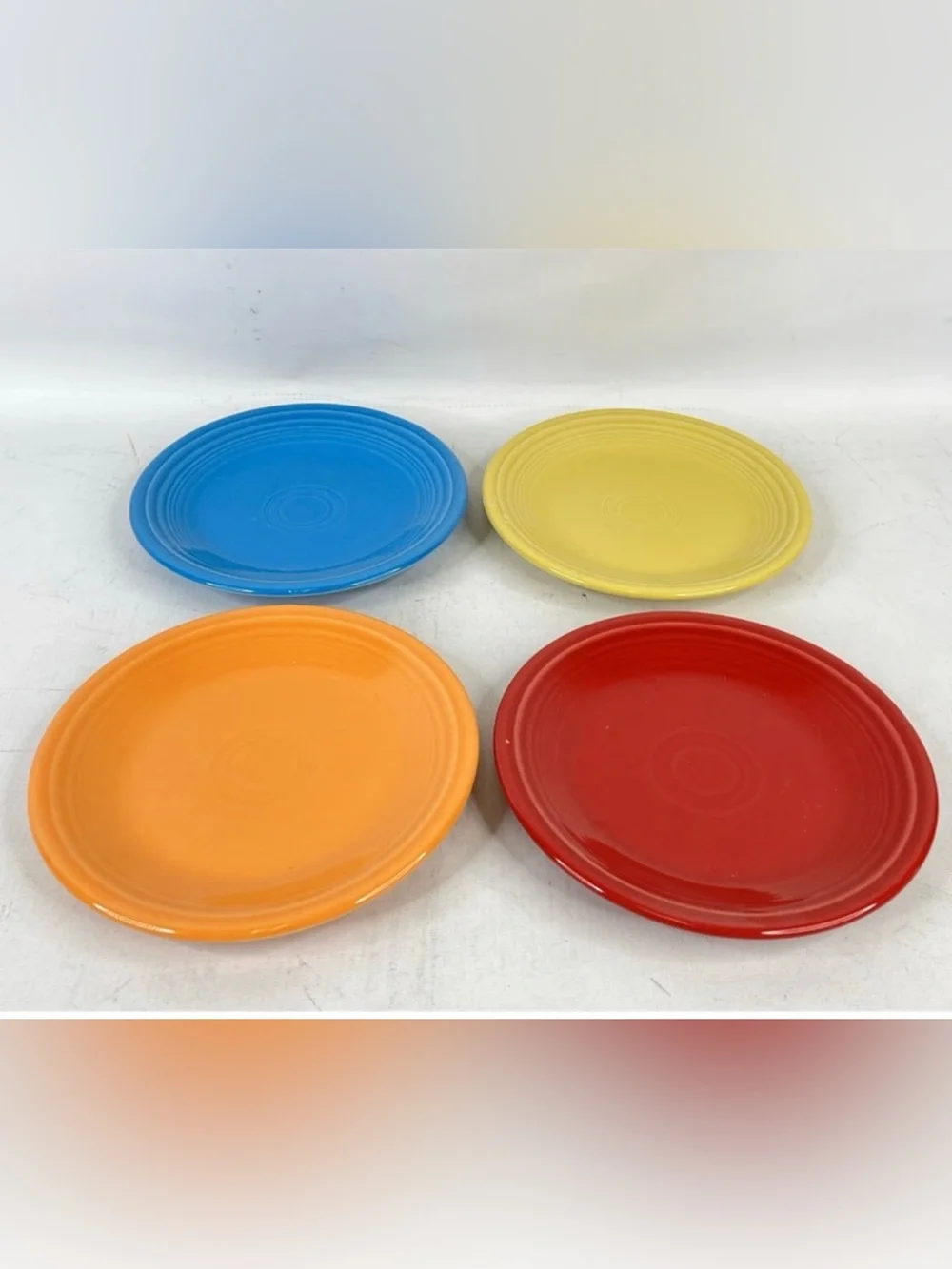 Homer Laughlin Fiesta Bright Ceramic Plates in Red, Orange, Yellow & Blue (8)